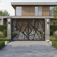 Pagar Luar Ruangan Ramah Lingkungan Berbahan Aluminium Mewah, Dilapisi Bubuk, Ukiran Bunga, Gaya Modern, Tinggi 8 Kaki, untuk Keamanan Rumah