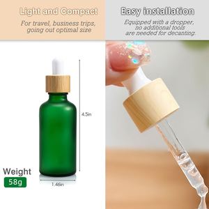 5ml-100ml Frosted Green/Blue/Amber/Clear Glass <b>Dropper</b> <b>Bottles</b> Bamboo Lids for Essential Oil Skin Care Serum Cream Eye Drop - Product Image 4
