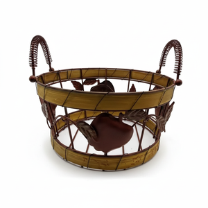 Panier à fruits en métal et en bois de qualité supérieure au design moderne pour le rangement de la cuisine de table, la salle à manger et la décoration intérieure. - Product Image 1