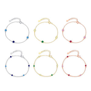 S925 Sterling Silver Round Cut Zircon Gemstone Chain <b>Bracelet</b> for Women's Everyday <b>Fashion</b> Jewelry Customizable copper version - Product Image 1