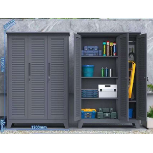 <span class=keywords><strong>Armoire</strong></span> de rangement en métal avec porte à persiennes imperméable et résistante au soleil pour villa extérieure, cour, terrasse, jardin, outils, équipement de pêche - Product Image 3