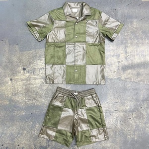 Conjunto de Chaqueta Corta de Cuero de Dos Piezas con Diseño Moderno y Personalizado para Verano, Conjunto Deportivo de Tela de Gamuza y Cuero de Alta Calidad para Hombre - Product Image 3