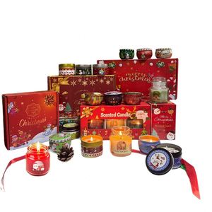 Christmas Scented Soy Wax Candle Set <b>Glass</b> Jar Tin Holiday Decor Gift Box Collection - Product Image 5