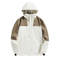Veste coupe-vent imperméable pour homme, à blocs de couleur, avec capuche, légère, coupe-vent, imperméable, pour la randonnée en plein air, avec plusieurs poches