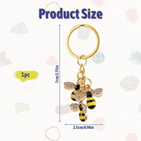 Strass abeille scintillant métal porte-clés bourdon étincelant porte-clés cristal Animal porte-clés décor pour sac sac à main portefeuille