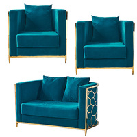 Canapé modulable de luxe pour meubles de maison ensemble de canapés en tissu de velours vert salon moderne canapé en métal doré 3 2 1