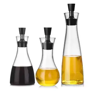 Bouteille distributrice d'huile et de vinaigre en verre borosilicate 100% fait à la main, vente en gros