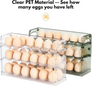 Plastic PET Household Reusable Eco-Friendly Waterproof Lightweight 8 Compartment <b>Egg</b> <b>Storage</b> Container Modern Flip Kitchen - Product Image 2