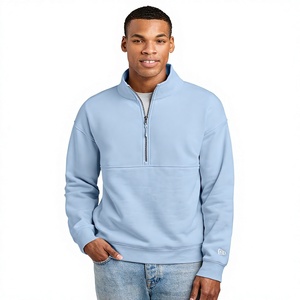 Sudadera de Forro Polar Grueso Azul Cielo de Alta Calidad para Hombre, con Cierre de Cremallera 1/4, Personalizada con Logotipo Digital, para Invierno, Venta al por Mayor - Product Image 1