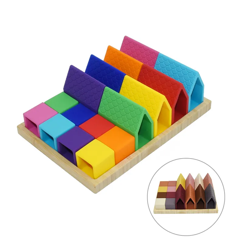 Baby Puzzle Montessori Wooden Silicone Puzzle Games Food Grade Preschool Learning Toys Educational Teaching Toys