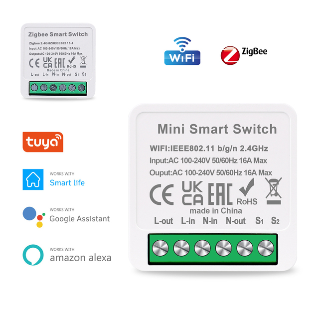 Touchmi Smart Zigbee Wifi Dimmer Light Switch DIY Module Alexa & Google Home Compatible Mini Tuya Switch for Smart Home System