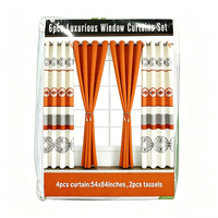 Vente en gros usine 6 pièces 54x84" Rideaux imprimés géométriques à œillets avec pompons pour salon
