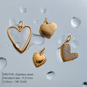 Dijes de Corazones de Lujo en Acero Inoxidable 316L con Baño de Oro PVD de 14k/18k, Resistentes al Agua, para Fabricación de Joyería, Pulseras y Collares - Product Image 2