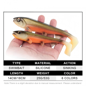เหยื่อตกปลา CHEERY Spinpoler ขนาด 14 ซม./18 ซม. แบบ Swimbait หางสี่เหลี่ยม เหยื่อปลอมชนิดนิ่ม สำหรับตกปลา Pike, Perch, ปลาดุก เหยื่อ Wobbler สำหรับปลาขนาดใหญ่ - Product Image 2