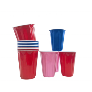 Gobelets de fête rouges certifiés BRC BSCI, gobelets jetables de 16 oz, plastique écologique pour supermarché - Product Image 1