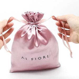 Özel lüks ipek peruk ambalaj toz torbaları kaliteli İpli kozmetik mücevherat iç çamaşırı çanta saç hediye çantası için saten kılıf - Product Image 1