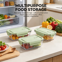 Boîte à lunch en verre résistant à la chaleur, compatible micro-ondes, anti-fuite, sans BPA, pour repas de travailleurs, stockage de fruits, avec couvercle