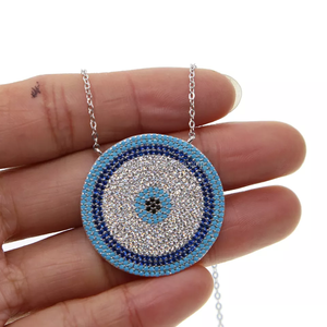 2022 Baru Mikro Zirkonia Jimat Mata Jahat Yunani Perak Disepuh Beruntung Mata Biru Kalung Elegan Wanita Gadis Hadiah Indah Perhiasan - Product Image 2