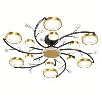 JACKSUN JACKSUN Plafonnier en cristal de fer nordique, moderne, 10 têtes, anneau, lampe de plafond, salon, chambre à coucher, vente chaude, lustre