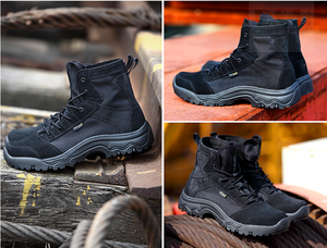 Bottes tactiques à coupe haute pour hommes Trekking résistant Style extérieur Maille EVA imperméable avec fermeture à lacets pour l'été et l'hiver - Product Image 2