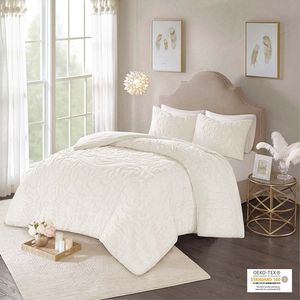 Ensemble de couette en chenille 100% coton, 2 pièces, motif floral, taille super king, pour usage domestique, design plié et cousu - Product Image 4