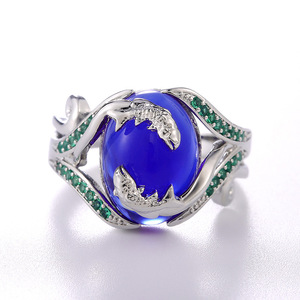 Anello Vintage a Doppia Sirena per Donne, Elegante con Accenti in Cristallo, Regolabile, Gioiello di Moda per Uso Quotidiano - Product Image 6