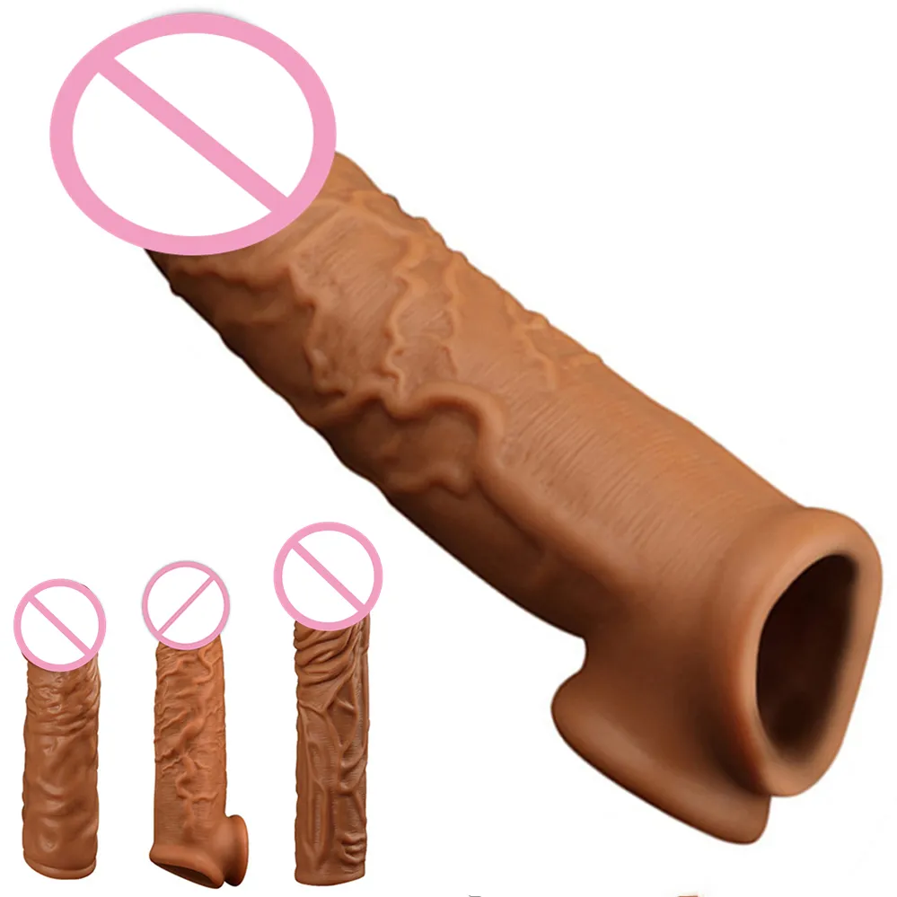 Couple penis extender sex reusable cock sleeve enlarge your penis condom for men