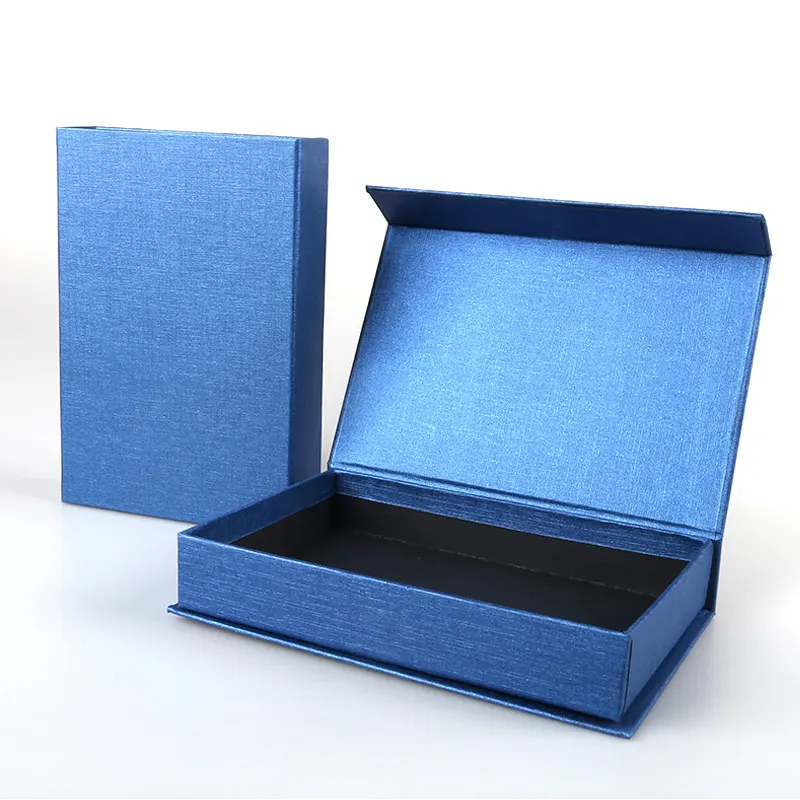 Toptan Rts küçük mavi renk kitap şekilli sert kapak kutusu kemerler bağları takı hediye paketleme