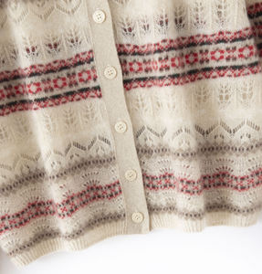 Женский полосатый кашемировый кардиган, оптовая продажа от фабрики OEM и ODM, тонкий кашемировый свитер с круглым вырезом и ажурными вставками - Product Image 6