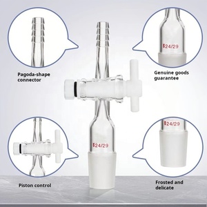 Laboratuvar vakum Boro <span class=keywords><strong>3.3</strong></span> cam vakum adaptörü üç yollu T şekil akış kontrol adaptörü ile cam ve PTFE Stopcock - Product Image 3