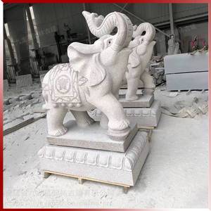 تمثال فيل من الرخام الأبيض الطبيعي مصقول يدويًا بسطح ناعم ذو مغزى ميمون لردهات الفنادق والعقارات - Product Image 2