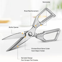 Ciseaux de cuisine multifonctionnels avec logo personnalisé, en acier inoxydable, robustes, avec poignée en alliage d'aluminium