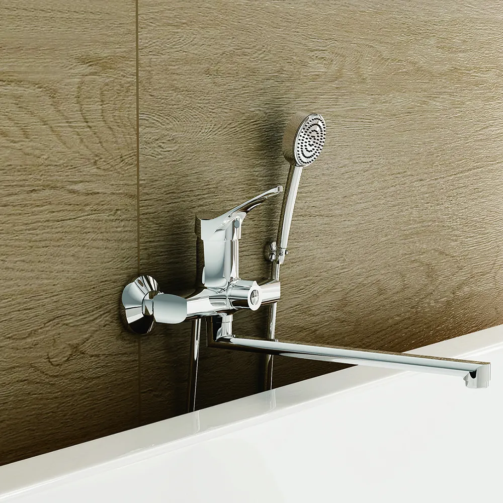 (OB8245-18F) Boou Desain Baru untuk Dinding Kamar Mandi Unik Kuningan Single Menangani Bathtub Keran Shower Bath Mixer