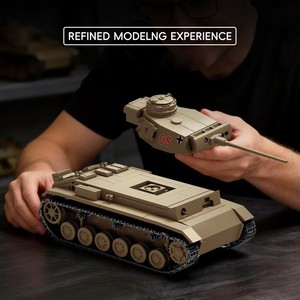 Miniatures de chars allemands <span class=keywords><strong>Panzer</strong></span> <span class=keywords><strong>Iii</strong></span> de la Seconde Guerre mondiale, véhicules militaires, kit de modèles, construction historique, blocs de construction éducatifs - Product Image 4