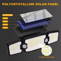 Projecteur solaire de sécurité extérieur 305 LED 2500LM à détection de mouvement triple tête IP65 pour entrée, garage, cour arrière
