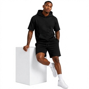 Custom Plain Summer <b>Set</b> Men Short Sleeve Pullover Hoodie and Shorts Sweat Suit <b>Set</b> Breathable Hoodie Two Piece Shorts <b>Set</b> Men - Product Image 1