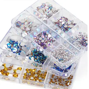 혼합 크기 모조 다이아몬드 세트 800 조각 플랫 백 모조 다이아몬드 네일 모조 다이아몬드 상자 크리스탈 매력 장식
