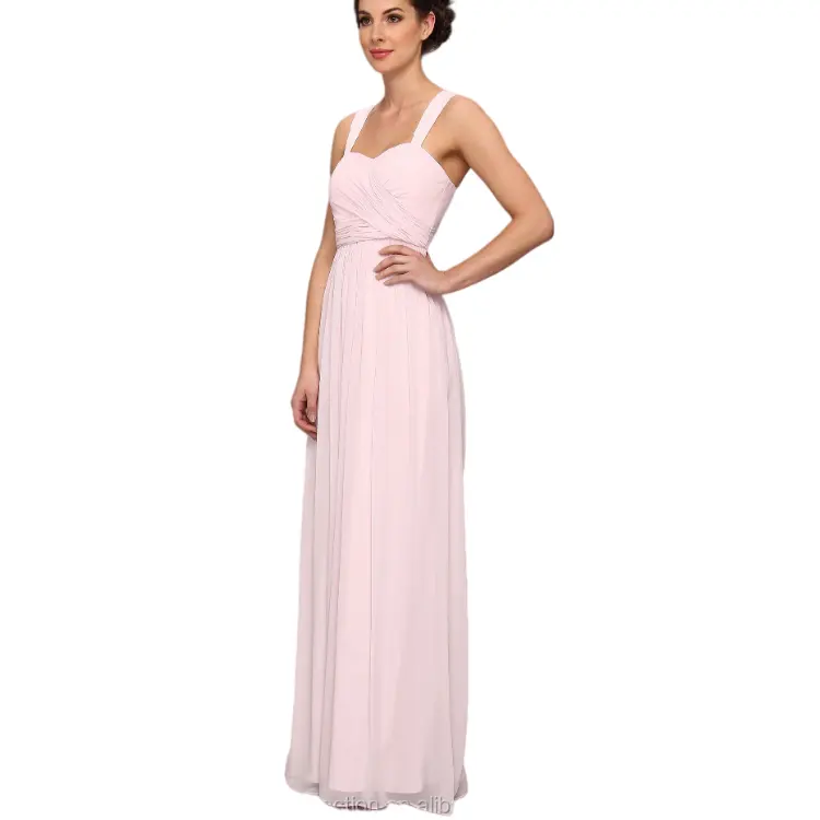 Manufacturer wholesale Woman Fashion Chiffon Dress sleeveless Sweetheart Neckline Strap Shoulder evening dresses for ladies