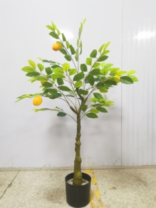 Planta de bonsái en maceta de plástico de imitación, árbol de limón Artificial para decoración de hogar u oficina, aspecto de árbol frutal realista - Product Image 4