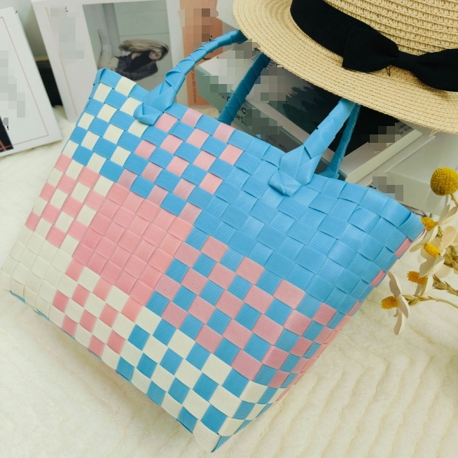 high quality handmade woven tote travel shopping bag Verve Culture Chiapas Market Grey The Mercato Tote reimagined in handwoven leather Handwoven Tote Bag | Teal/Rainbow