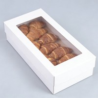 Boîte en papier biodégradable de qualité alimentaire recyclable avec fenêtre pour croissants, gâteaux roulés suisses, desserts, emballage de gâteaux