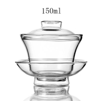 Ensemble de tasses à thé Gaiwan en verre résistant à la chaleur de 150 ml, avec soucoupe et couvercle, pour thé Kungfu