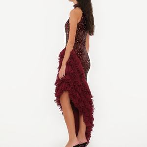 Nouvelle Robe de Soirée Sirène 2025 pour Femme, Style Paillettes et Plumes, Ornée de Perles, Volants et Fente Haute, Idéale pour Bal de Promo et Cérémonies Formelles - Product Image 3
