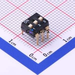 TL-03 DIP Switch Through hole Component (THT) Switch Flat Toggle, Raised Type 3 2.54mm Black - Product Image 1