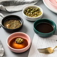 Plat à sauce en céramique mate, petit bol à condiments rond, assiette à assaisonnements multicolores, vente en gros, personnalisable