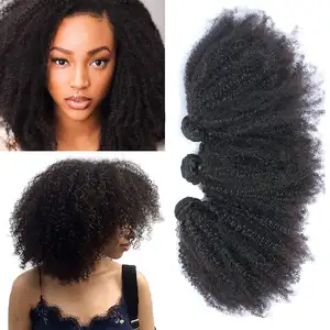 Barato!! A cutícula brasileira natural do Virgin do preto 9a alinhou o cabelo humano do Dobro-trama Afro Kinky Curly da máquina Pacotes extensões