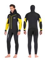 DIVESTAR Logo Kustom 7MM Neoprena Berkualitas Tinggi Hangat Tahan Air Bernapas Berkerudung Setelan Selam Pria Fullbody Semi-Dry
