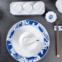 Assiettes à fleurs Vaisselle en porcelaine Plats en porcelaine Ensemble d'articles de salle à manger Marché de la vaisselle à Guangzhou Plats de service pour la restauration