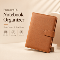 Carnet de notes A5 en cuir PU personnalisé avec logo, classeur à anneaux rechargeable, fermeture magnétique, porte-cartes, organisateur épais pour réunions d'affaires