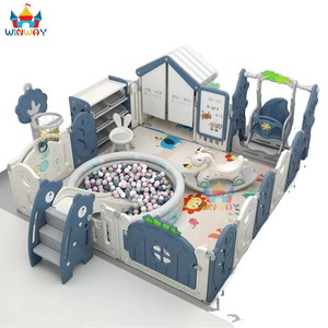 WINWAYTOYS Aire de jeux intérieure pour enfants, piscine à balles souple, parc de jeux pliable en bois, PVC, PP, avec toboggan et balançoire pour bébés, utilisation scolaire en intérieur - Product Image 4